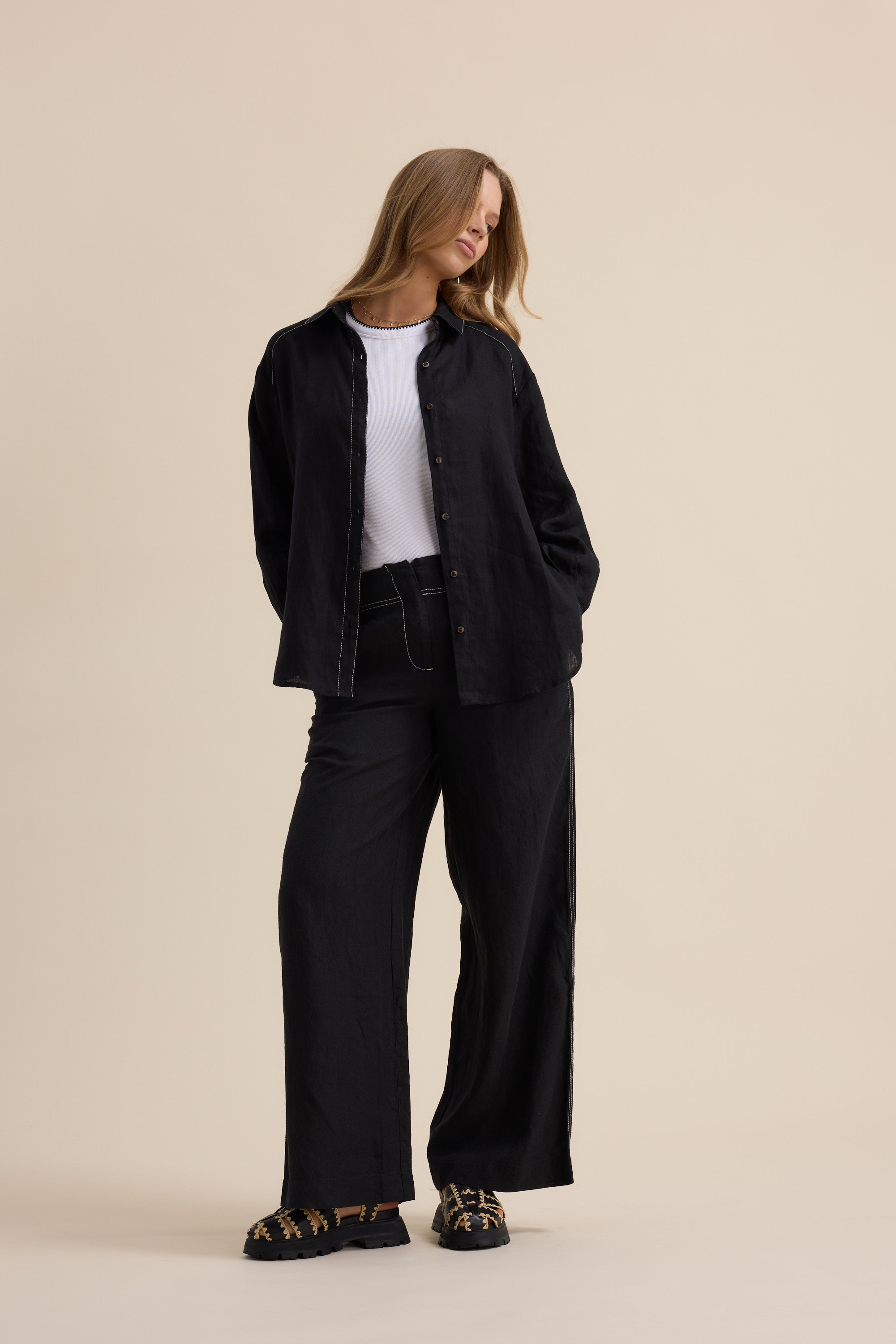 The Contrast Stitch Linen Shirt