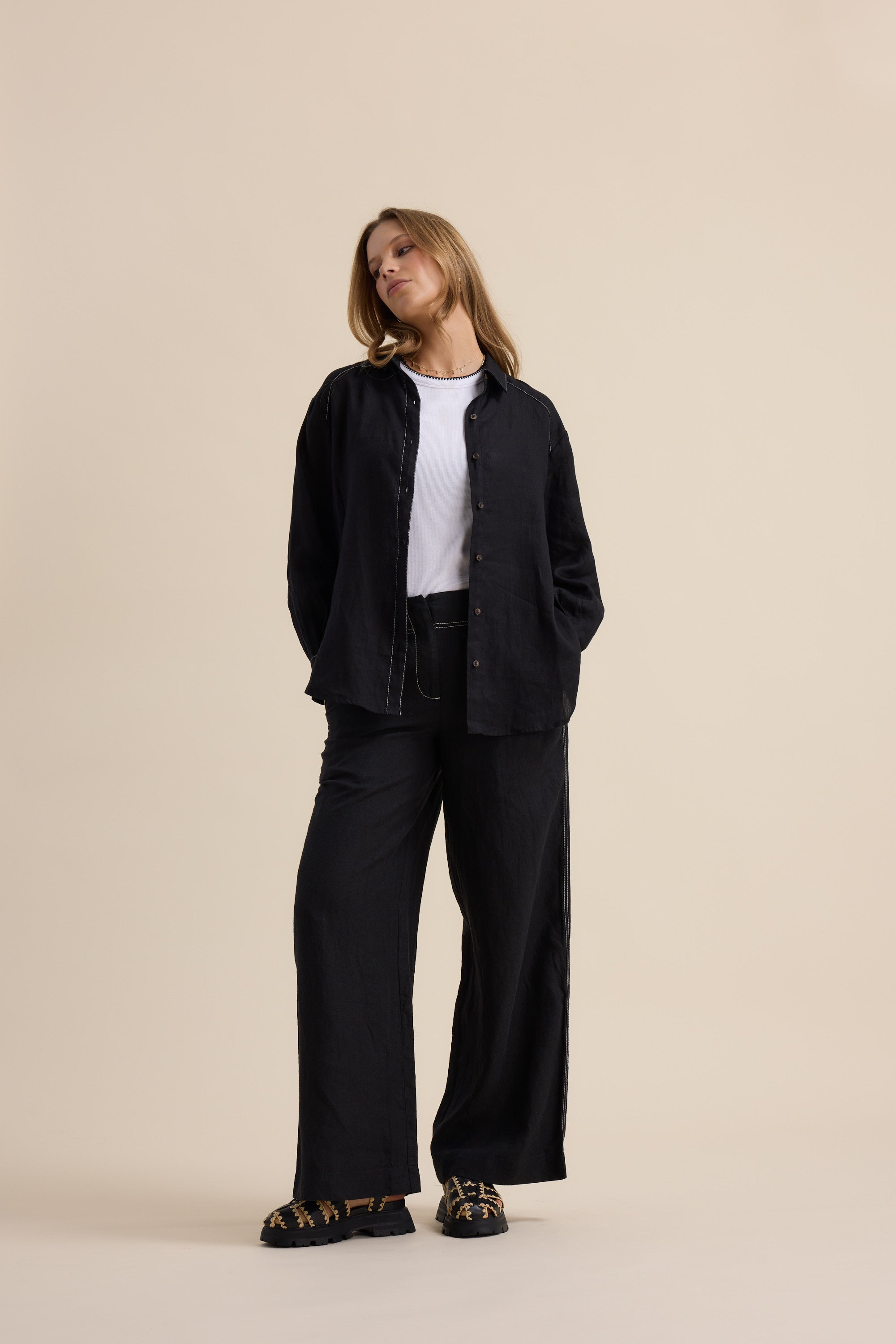 The Contrast Stitch Linen Shirt