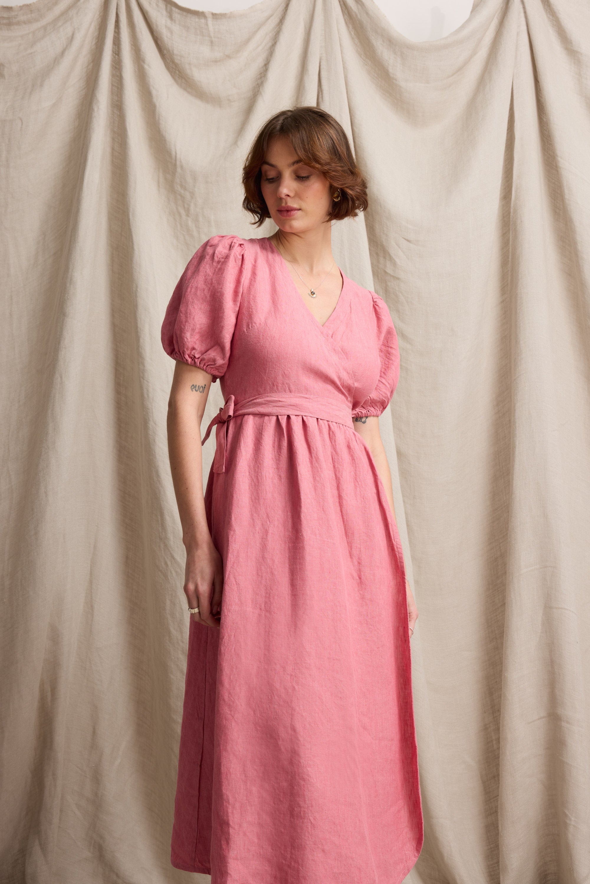 Sara Linen Wrap Dress