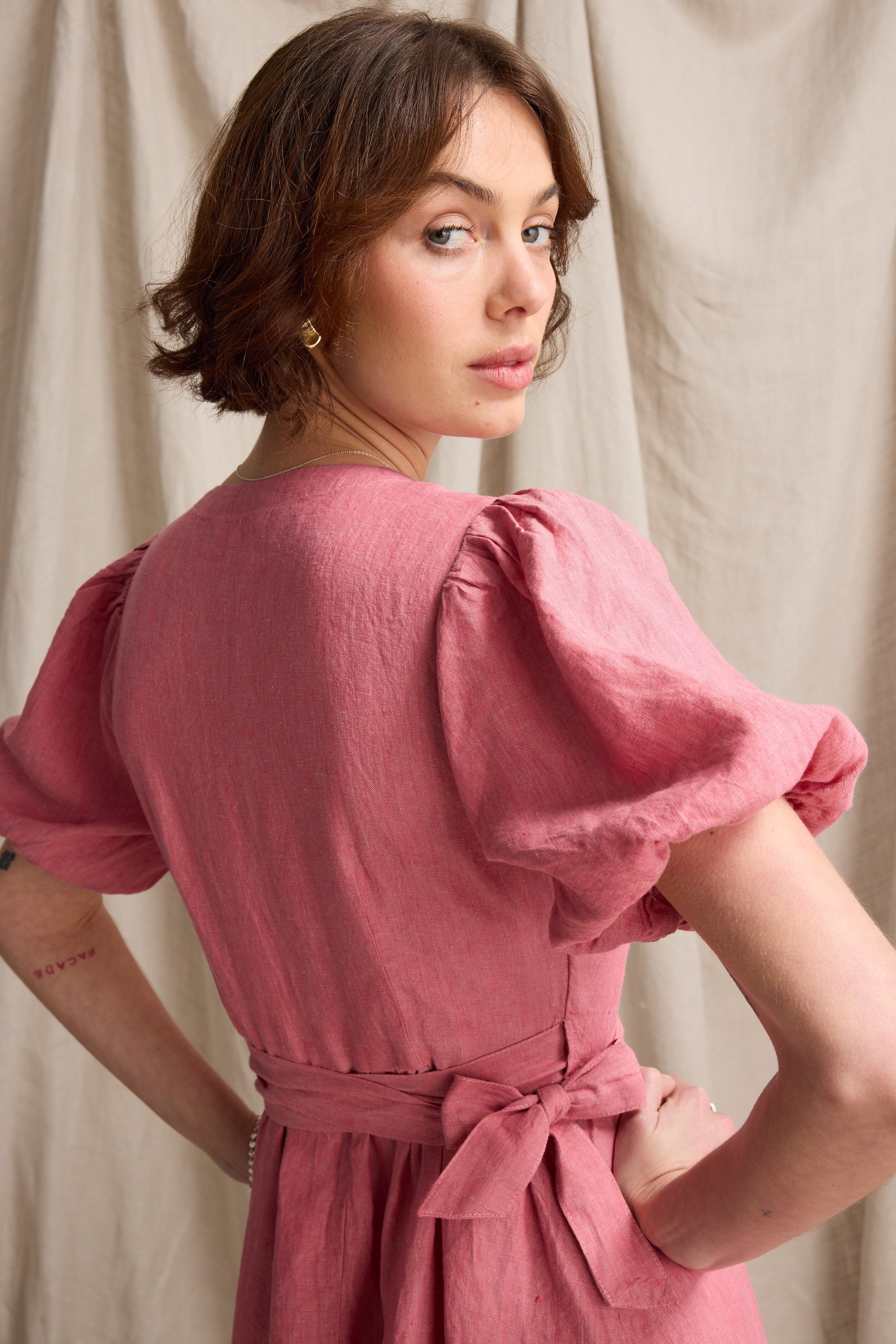 Sara Linen Wrap Dress